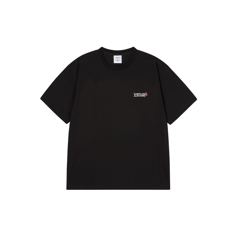 ADLV Cozy Dreams LINE FRIENDS Sleepover Graphic T-Shirt | Unisex Black Tee