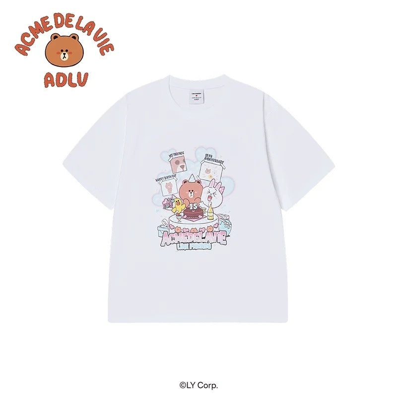 Limited Edition ADLV x LINE FRIENDS Party Print Oversized Cotton T-Shirt