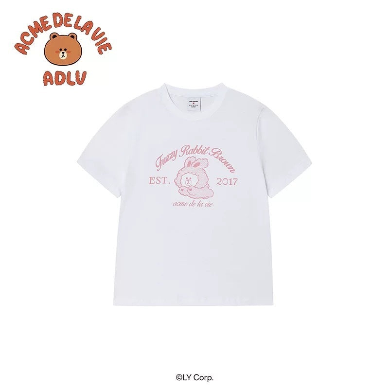 Limited Edition ADLV x LINE FRIENDS Bunny Brown Cotton T-Shirt | Oversized Casual Top