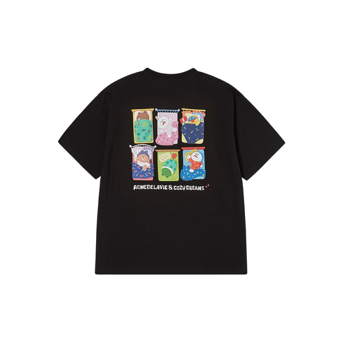 ADLV Cozy Dreams LINE FRIENDS Sleepover Graphic T-Shirt | Unisex Black Tee