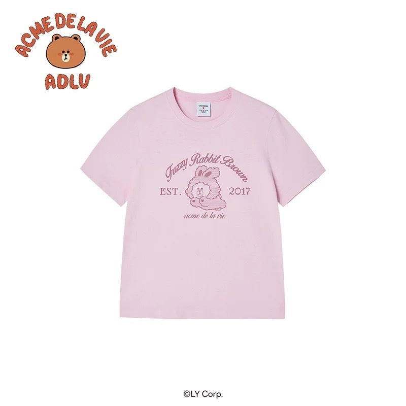 Limited Edition ADLV x LINE FRIENDS Bunny Brown Cotton T-Shirt | Oversized Casual Top