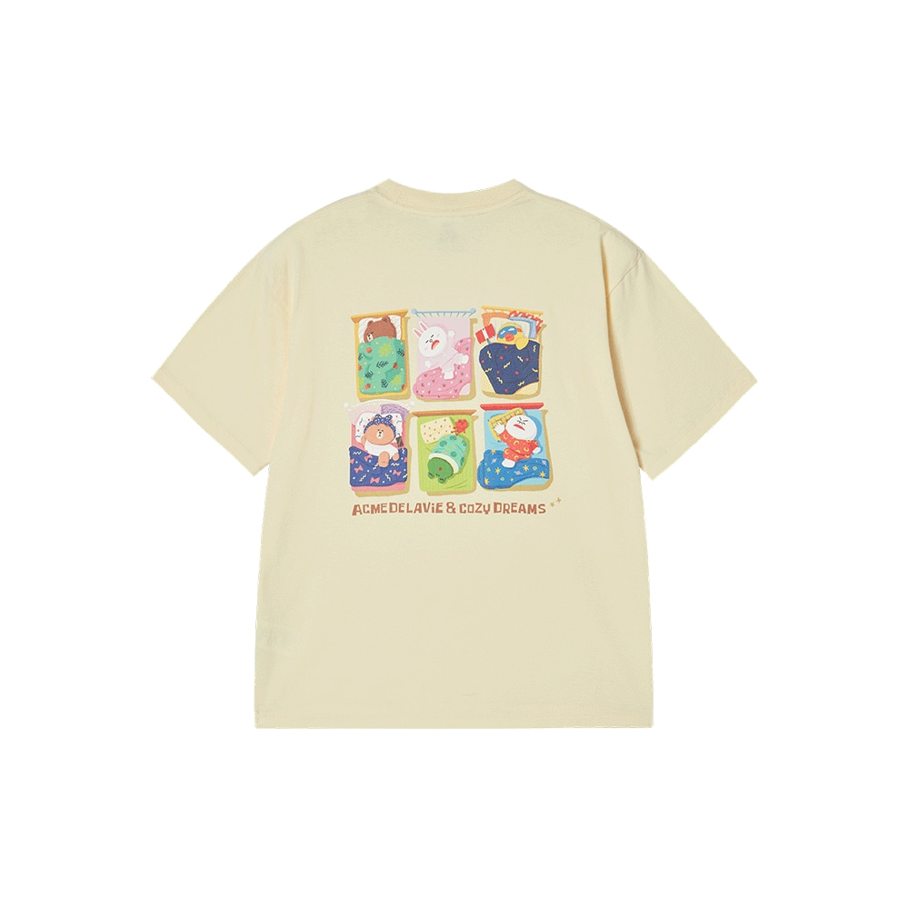 ADLV Cozy Dreams LINE FRIENDS Sleepover Graphic T-Shirt | Unisex Black Tee