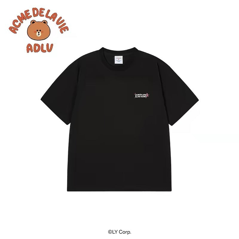 ADLV Cozy Dreams LINE FRIENDS Sleepover Graphic T-Shirt | Unisex Black Tee